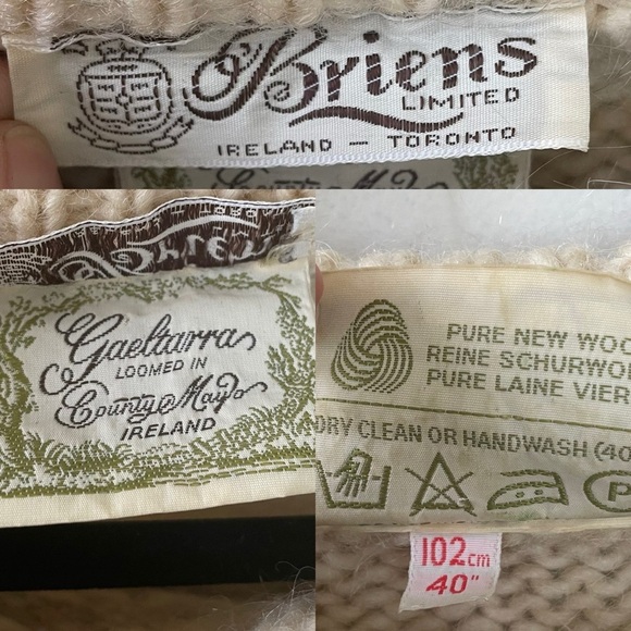 VINTAGE GAELTARRA Ireland Patterned Irish Sweater Cream Blue L - Picture 8 of 8